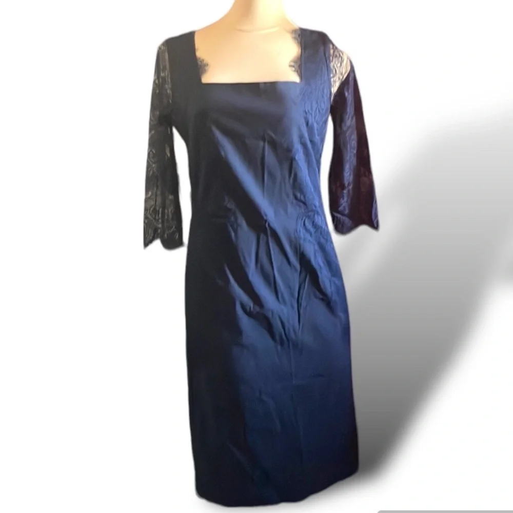 Missmay Retro Gorgeous City Stretchy Navy Blue Lace Bodycon Dress size medium* - Picture 2 of 15